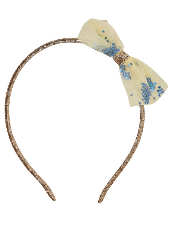 Glitzerstirnband mit GELBER Tüllschleife + kleine BLAUE Pailletten im Tüll. JYASOSERR / 20SI0181TETK008