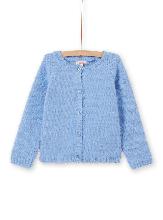 Hellblaue Chenille-Strickjacke für Mädchen MAYJOCAR3 / 21W90119CAR706