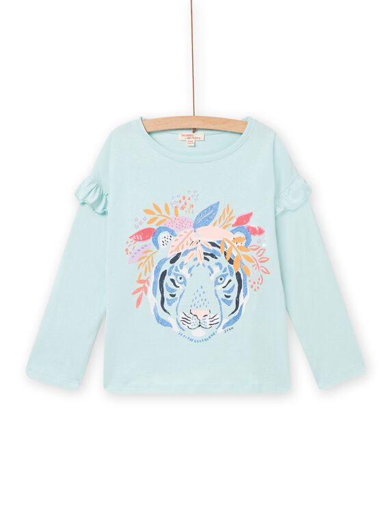 Langärmeliges T-Shirt für Kind Mädchen in wassergrün NAMOTEE2 / 22S901N1TML614