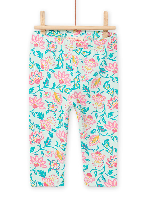 Baby Mädchen Leggings mit Blumendruck in Mandelgrün NYIGALEG / 22SI09O1CAL611