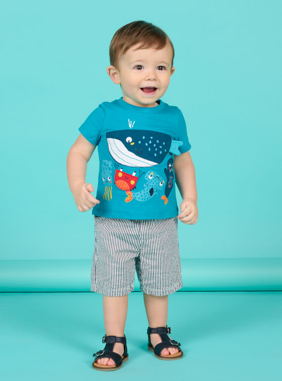 Baby Junge blaues Kurzarm-T-Shirt NUFICTI2 / 22SG10U1TMCC215