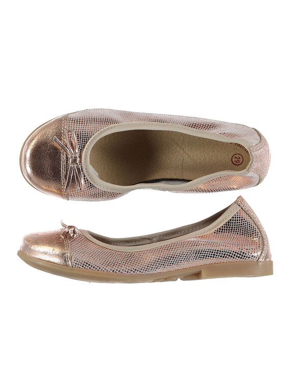 Fantasie-Ballerinas aus Leder mit Gummizug für draußen Mädchen FFBALRINE / 19SK35C1D41030
