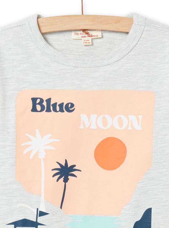 Graues T-Shirt mit Strandmotiv für Kind Junge NOMOTEE / 22S902N1TMLJ920