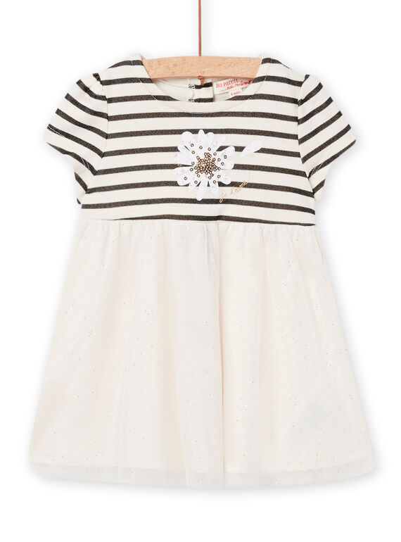 Baby Mädchen Gestreiftes & Paillettenbesetztes Tüllkleid NISOROB4 / 22SG09Q3ROB001