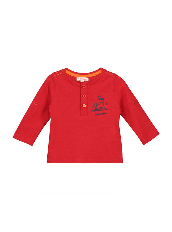 Baby-T-Shirt mit tunesischem Kragen für Jungen FUJOTUN3 / 19SG1033TMLF505