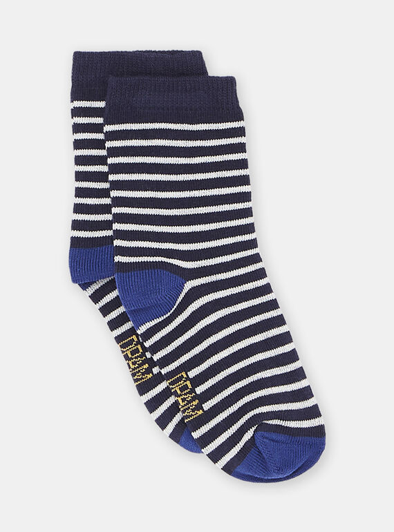 Dunkelblaue Socken mit Streifenmuster, Baby, Jungen SYUJOCHOR1 / 23WI10B7SOQ622