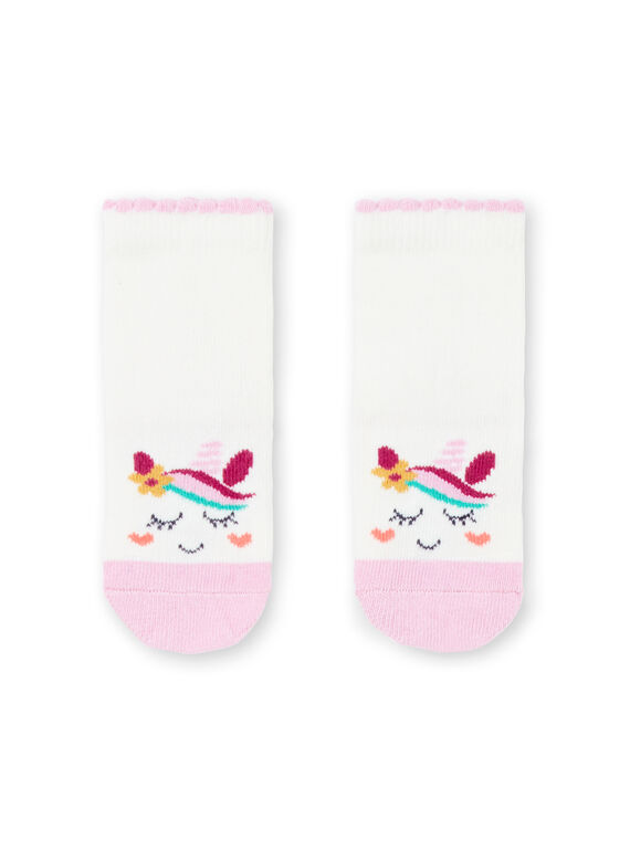 Baby Mädchen Einhorn Socken in Ecru und Rosa MYITUSOQ / 21WI09K1SOQ001