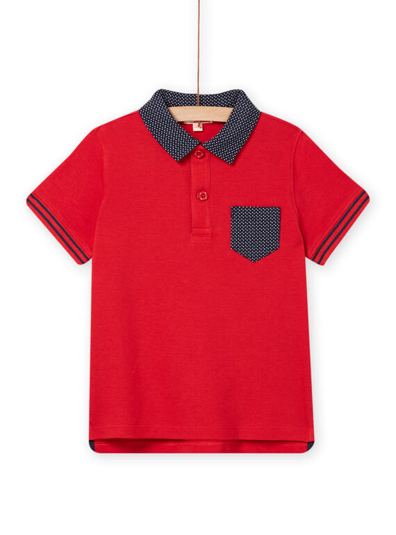 Rotes Polohemd mit kontrastierenden Taschen, Kind Junge NOVAPOL / 22S90221POLF503