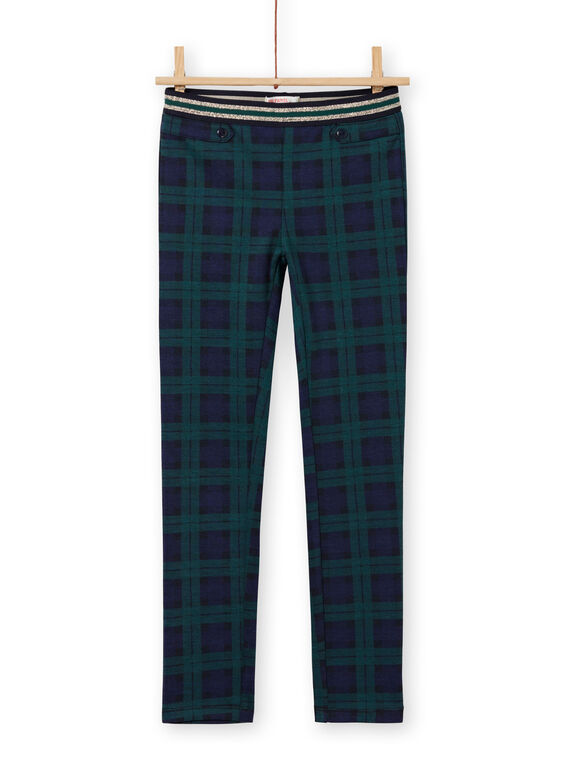 Blaue und grüne Milano-Hose für Mädchen mit Tartan-Druck MAJOMIL3 / 21W90113PANC243