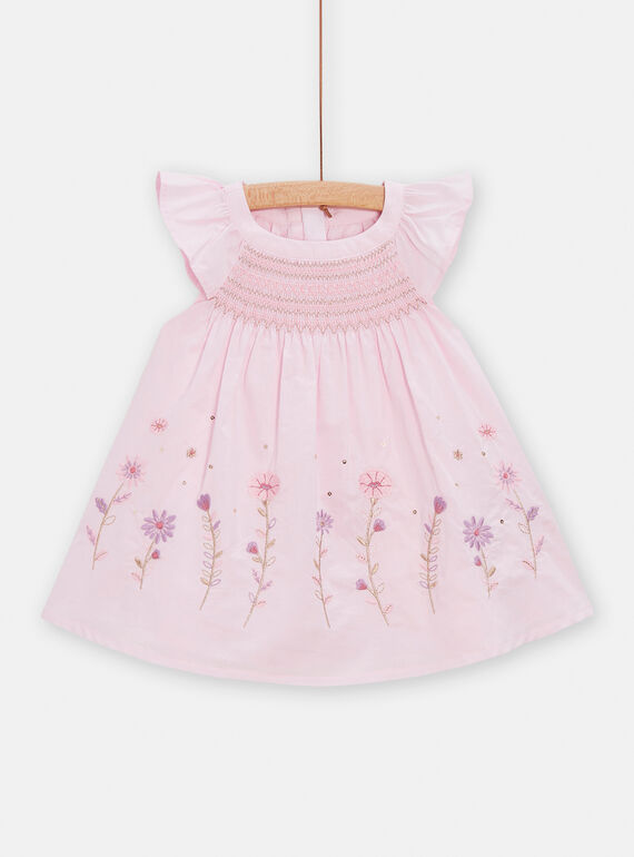Festliches Babykleid mit Smoks für Mädchen in Ecru TIPOROB3 / 24SG09M1ROBD326