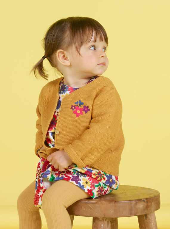 Baby Mädchen Senf bestickte Strickjacke MIMIXCAR / 21WG09J1CARB106