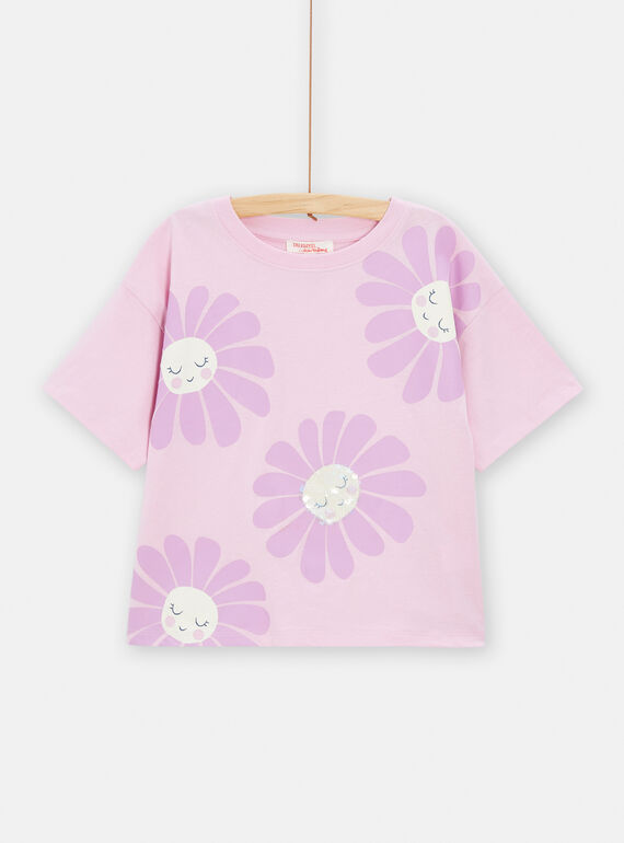 T-Shirt mit Pailletten in rosa für Mädchen TAJOTI2 / 24S901B2TMCH705