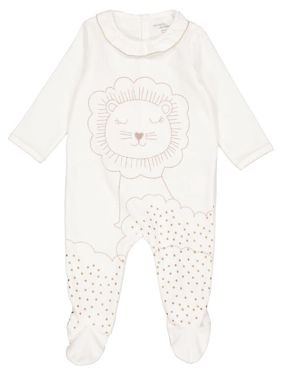 Naturweiß melierter Samtstrampler für Babys Mädchen GEFIGREJAU / 19WH13N8GRE001