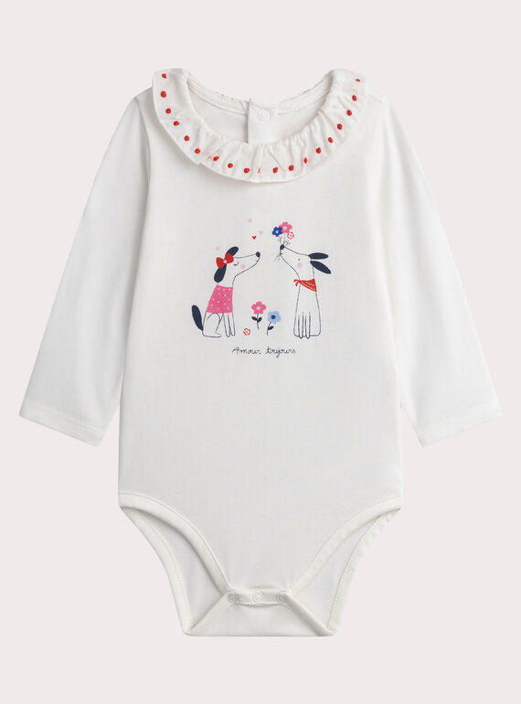 Body mit Kragen in Naturweiß für Baby-Mädchen WIKABOD / 25SG0932BODA001