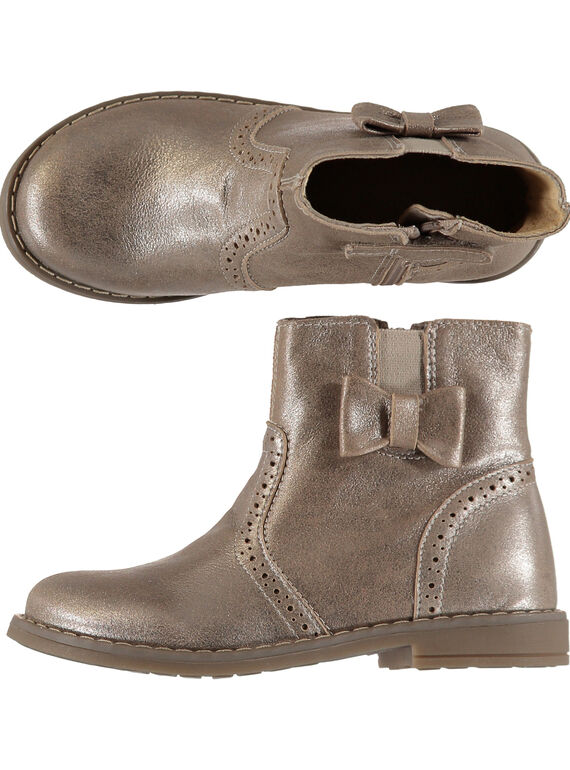 Lederstiefel mit Metall- und Goldfäden für Kinder Mädchen GFBOOTGOLD / 19WK35I3D0D954