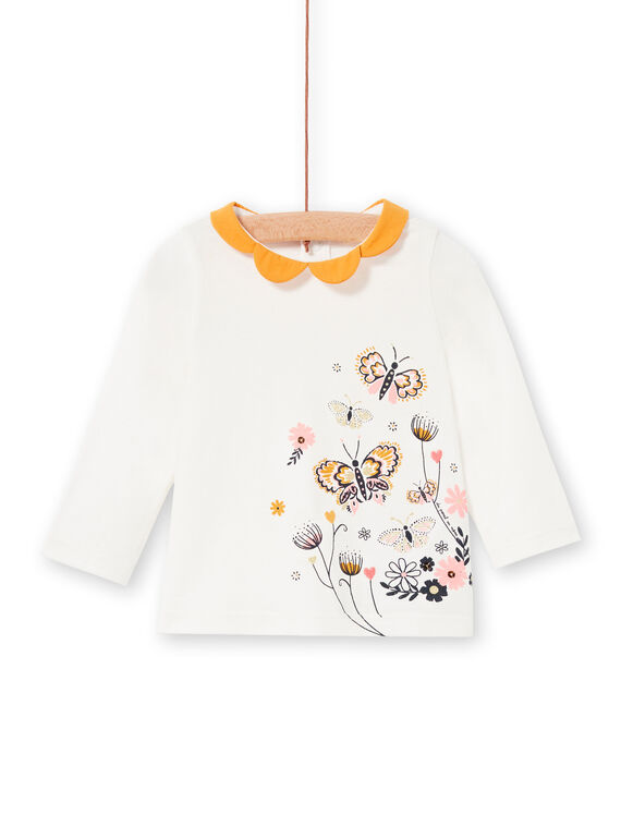 T-shirt ecru und gelb baby girl LIPOEBRA / 21SG09Y1BRA001