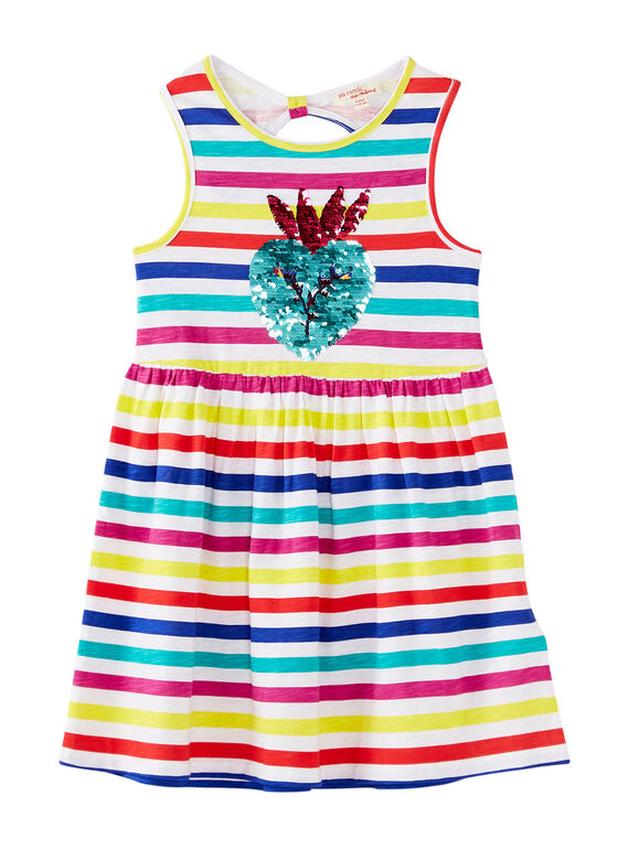 Gestreiftes ärmelloses Kleid mit Erdbeeren und zauberhaften Pailletten JAMAROB5 / 20S901P5ROB000