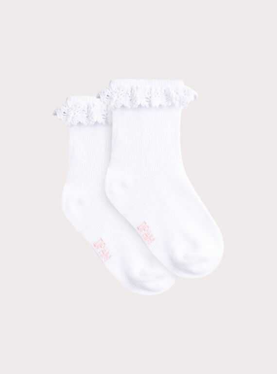 Ecrufarbene Socken mit Rüschen Kleinkind Mädchen  VYIJODEN1 / 24WI09G2SOQA001
