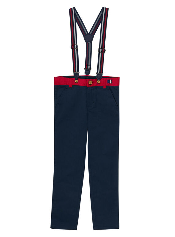 Einfarbig marineblaue Hose mit Trägern für Jungen JOWEPANT / 20S90291PAN705