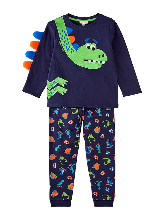 Nachtblauer Kinder-Pyjama für Jungen, mit phosphoreszierendem Dinosaurier JEGOPYJDINO / 20SH12C1PYJ705