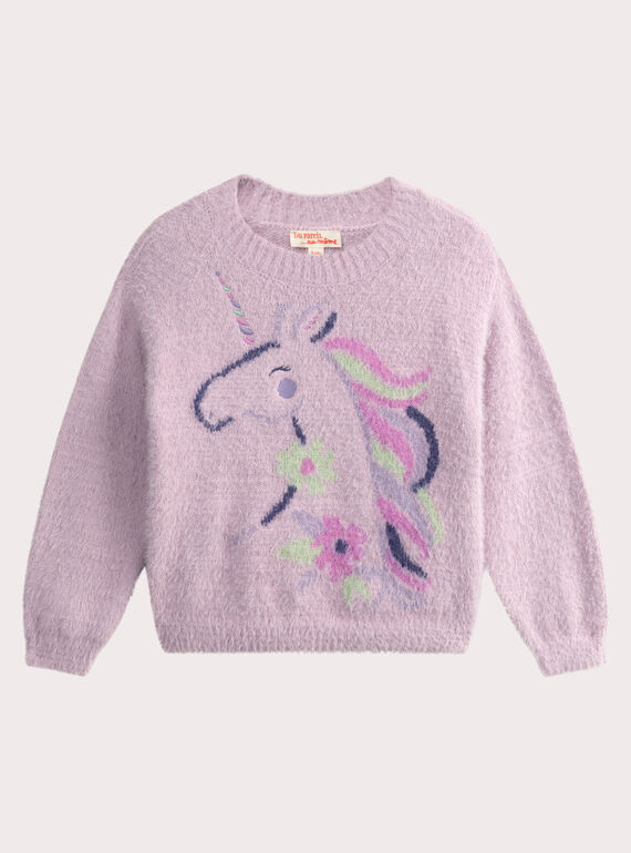 Pullover für Mädchen aus Feder-Strick mit Einhornmotiv 