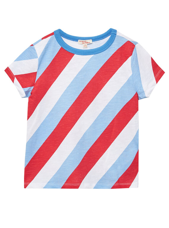 Kurzärmeliges T-Shirt für Jungen mit dreifarbigen Schrägstreifen JOCEATI1 / 20S902N1TMC000