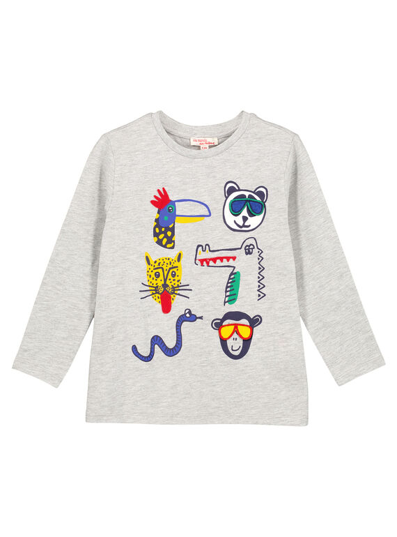 Grau meliertes Langarm-T-Shirt GOMUTEE2 / 19W902F3TML943