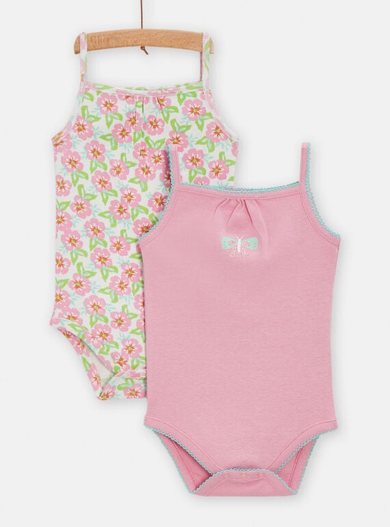 2er-Pack rosa- und rohweiße Bodys für Baby-Mädchen TEFIBODTRO / 24SH1372BDL001
