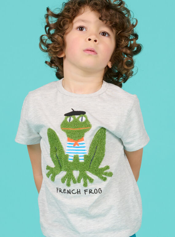 Graues T-Shirt mit Frosch-Animation Kind Junge NOHOTI3 / 22S902T6TMCJ920