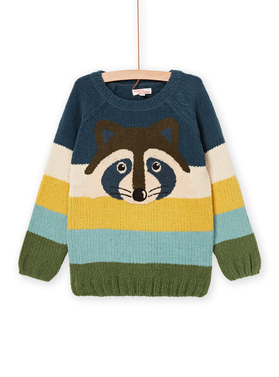 Langärmeliger Pullover mit Streifen und Waschbärmuster PORHUPUL / 22W902Q1PUL716
