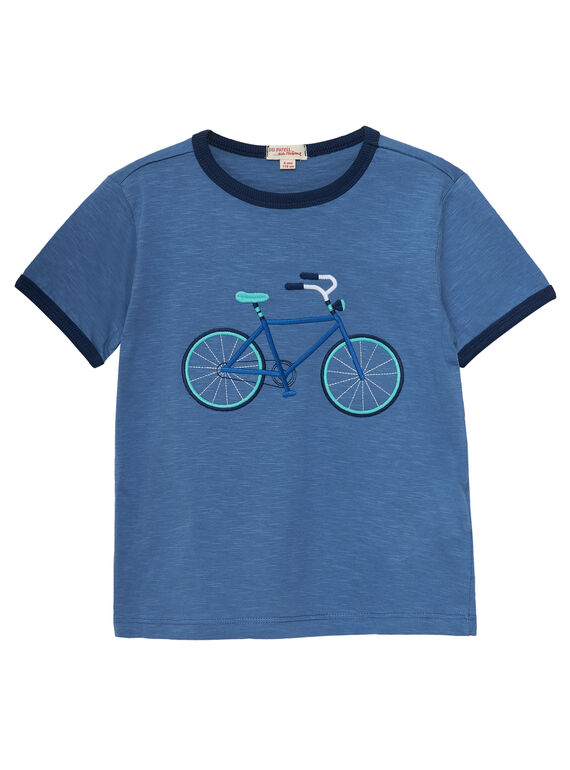 Blaues T-Shirt für Jungen mit Fahrrad-Stickerei JOPOETI / 20S902G1TMCC237