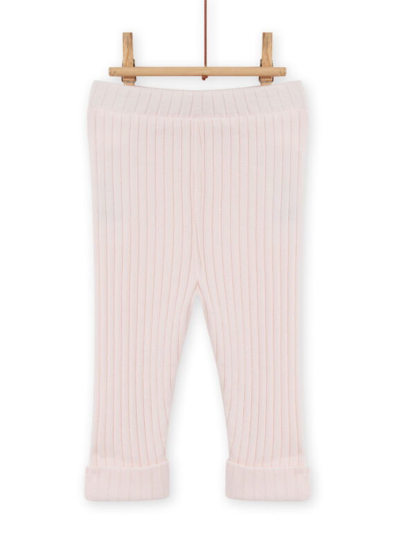 Baby Mädchen einfarbig rosa gerippte Leggings MYIJOLEGCO2 / 21WI0913CAL632