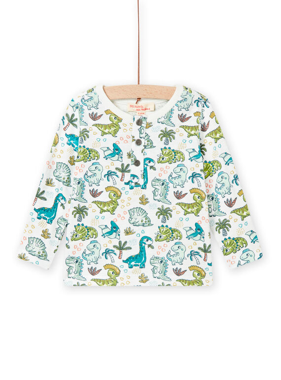 Baby Junge Dinosaurier Druck T-Shirt in ecru NUGATUN / 22SG10O4TML001