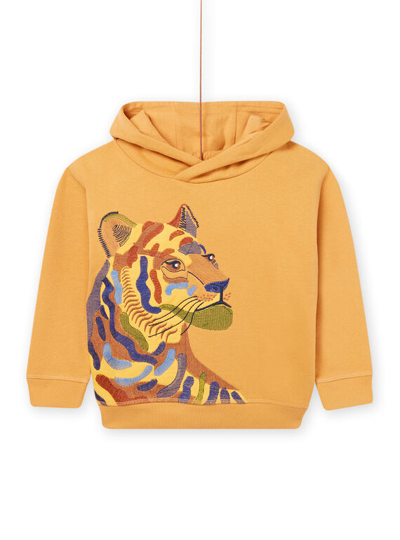 Sweatshirt mit Kapuze und Tigerstickerei POMOSWE / 22W902N1SWEB106