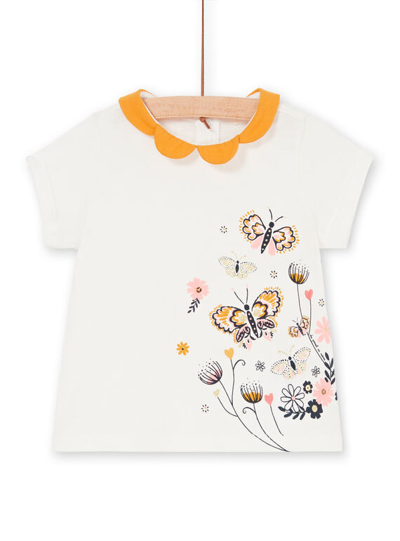 T-shirt ecru und gelb baby girl LIPOEBRAEX / 21SG09Y2BRA001