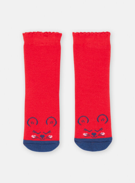 Rote Socken mit Mäusemuster für Baby-Mädchen SYIJOSOQB3 / 23WI09N6SOQ050