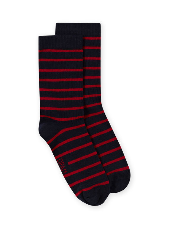 Baby Junge marineblaue Socken mit gelben Streifen MYOJOCHOR2 / 21WI021ASOQ505
