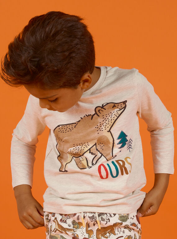 Beiges T-Shirt für Jungen mit Bärenmotiv MOSAUTEE5 / 21W902P5TMLA013