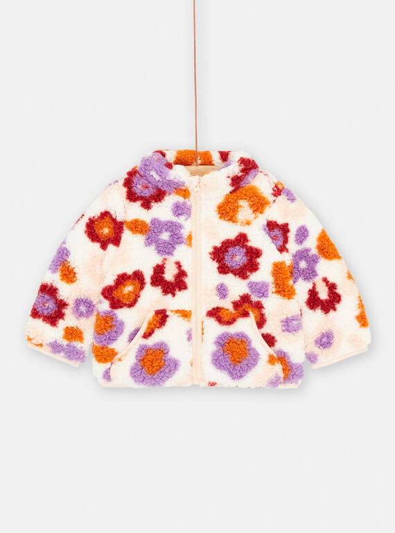 Ecru Strickjacke aus Sherpa für Baby-Mädchen SIKHOCAR3 / 23WG09Q1CAR001