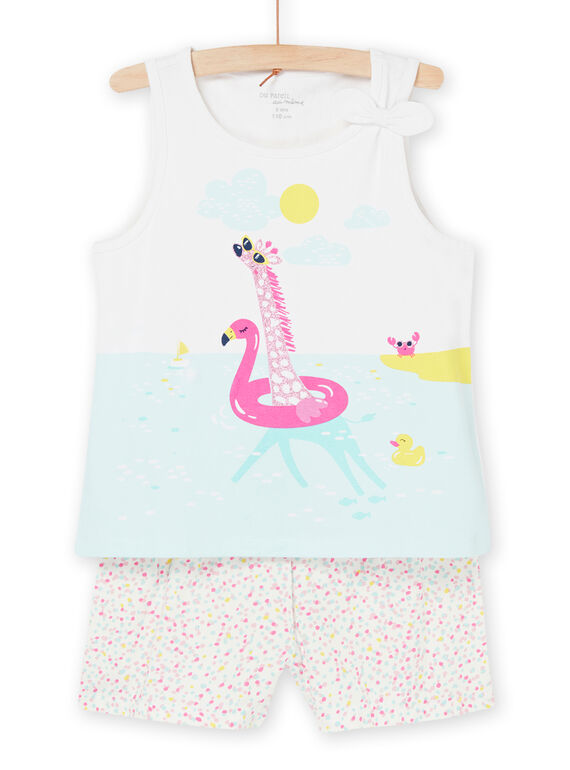 Weißer Pyjama mit Giraffenmuster am Meer REFAPYJNAT / 23SH11H5PYJ000