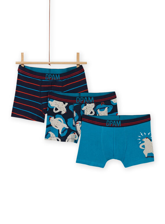 Set aus 3 verschiedenen Boxershorts mit Bärenmuster für Jungen MEGOBOXOURS / 21WH12C2BOX705