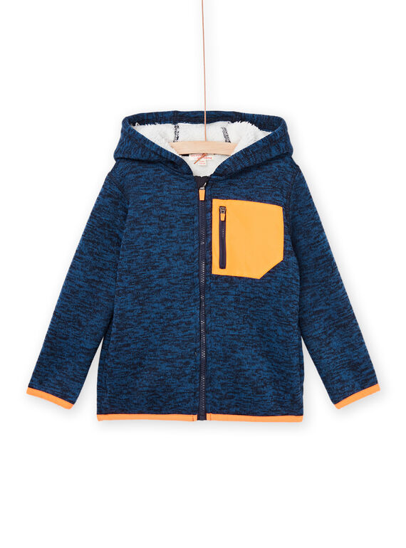 Blau melierte Strickjacke mit weichem Futter POJOGITEK1 / 22W902D2GIL219