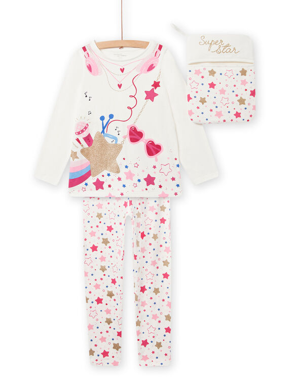 Pyjama-Set Superstar für Kind Mädchen in Ecru NEFAPYJSTA / 22SH11F2PYG001