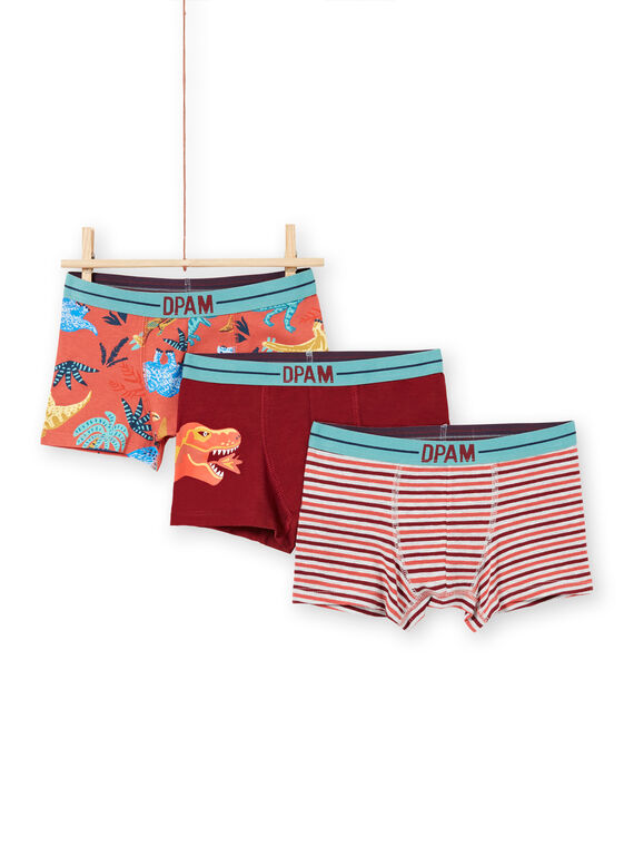 Set aus 3 sortierten Jungen-Boxershorts MEGOBOXDINO / 21WH12B4BOX719