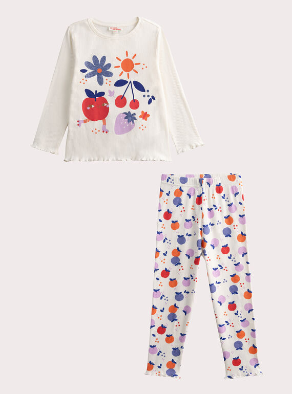 Kinder-Pyjama in Naturweiß für Mädchen WEFAPYJFRU / 25SH1192PYJ001