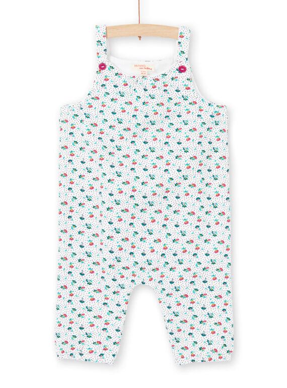 Blauer und ecrufarbener Overall für Baby-Jungen mit Blumendruck MITUCOMB / 21WG09K1CBL001