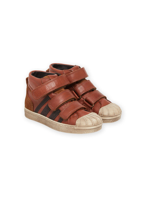 Sneakers mit hohem Absatz aus camelfarbenem Leder POBASCAM / 22XK3673D3P804