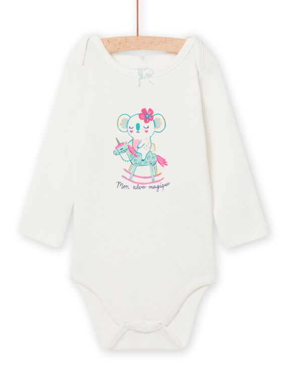 Baby Mädchen ecrufarbener Body mit Koala-Motiv NEFIBODKOA / 22SH13I4BDL001