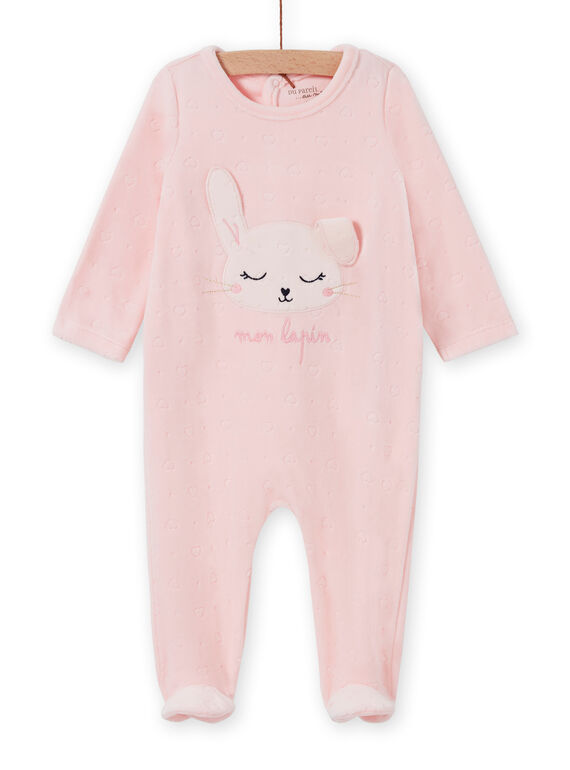 Baby Mädchen rosa Samt Strampler mit Kaninchen Muster MEFIGRELAP / 21WH1386GRED310