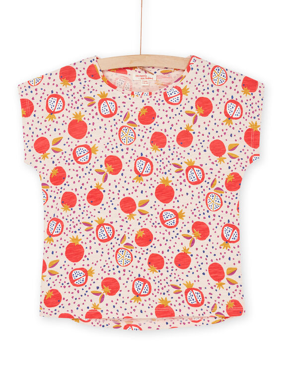 Puderrosa T-Shirt mit Früchte- und Punktemuster RAJOTI6 / 23S901Z2TEED327